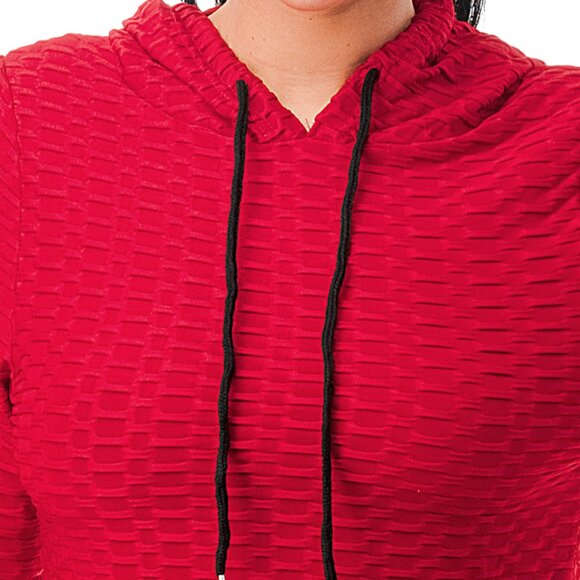 Red Women's Hooded Jumpsuit - Picture 2 of 5
